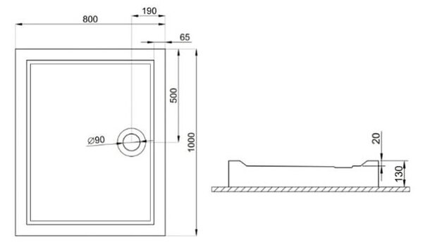 Polimat Kompaktná obdĺžniková akrylátová sprchová vanička Goliat 1 90x80 (100x80, 100x90, 120x80, 120x90) POLIMAT-Farba: Biela, POLIMAT-Rozmery: 90x80