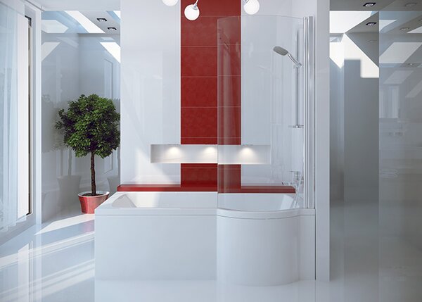 Besco Akrylátová atypická vaňa s vaňovou zástenou INSPIRO VK 150x70 (160x70, 170x70)