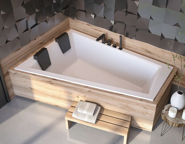 Besco Akrylátová asymetrická vaňa so zníženým lemom Intima Duo Slim 170x125 (180x125) BESCO-Rozmery: 170x125, BESCO-Farba: Biela, BESCO-Orientácia: Ľavá