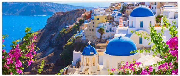 Obraz - Santorini, Grécko (120x50 cm)