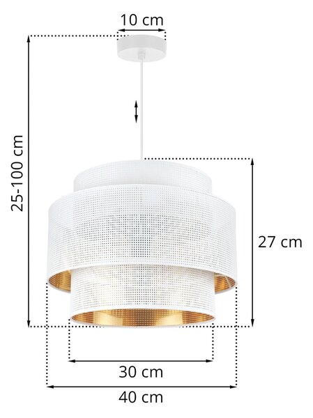 Závesné svietidlo Asti, 1x biele PVC tienidlo, (fi 40cm), g, w
