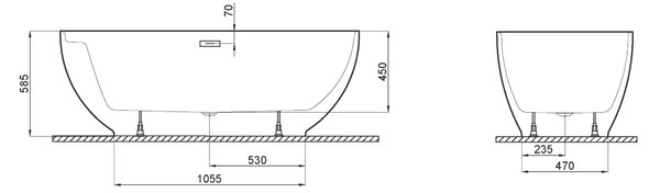 Polimat Akrylátová voľne stojaca vaňa Kivi 165x80