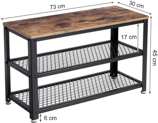 VASAGLE sedací botník industriálny 73x45 cm