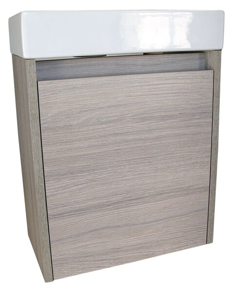Comodo Kúpeľňová skrinka závesná s keramickým umývadlom Marta 40 Oak P/L