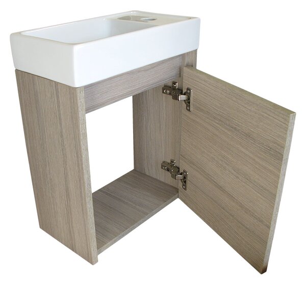 Comodo Kúpeľňová skrinka závesná s keramickým umývadlom Marta 40 Oak P/L
