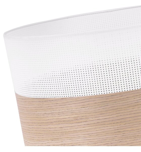 Závesné svietidlo Wood, 1x béžová dubová dýha/biele PVC tienidlo, (fi 44cm)