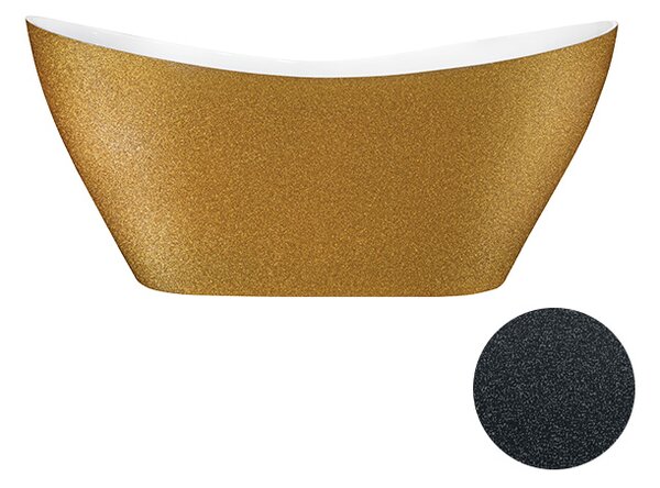 Besco Voľne stojaca vaňa z liateho mramoru Viya Glam 160x70 (170x71) BESCO-Rozmery: 158x70,5, BESCO-Farba: Biela/grafit