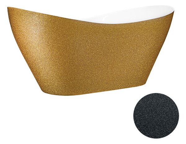 Besco Voľne stojaca vaňa z liateho mramoru Viya Glam 160x70 (170x71) BESCO-Rozmery: 158x70,5, BESCO-Farba: Biela/grafit