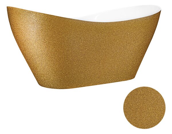 Besco Voľne stojaca vaňa z liateho mramoru Viya Glam 160x70 (170x71) BESCO-Rozmery: 158x70,5, BESCO-Farba: Biela/grafit