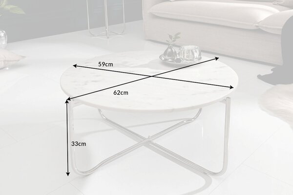 Dizajnový konferenčný stolík Tristen 62 cm mramor biely