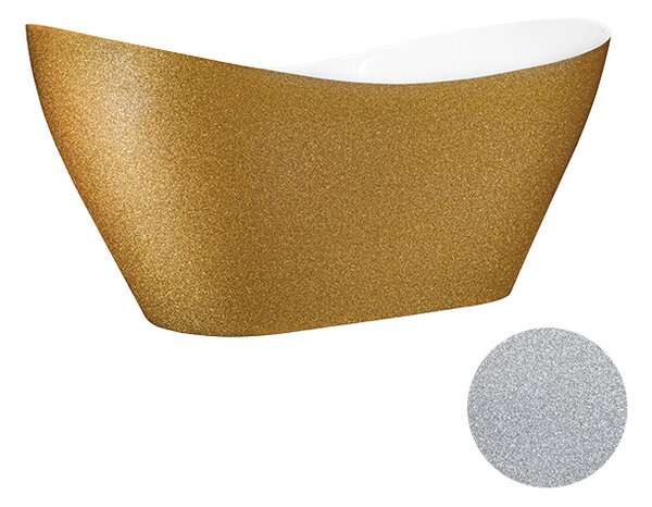 Besco Voľne stojaca vaňa z liateho mramoru Viya Glam 160x70 (170x71) BESCO-Rozmery: 158x70,5, BESCO-Farba: Biela/grafit