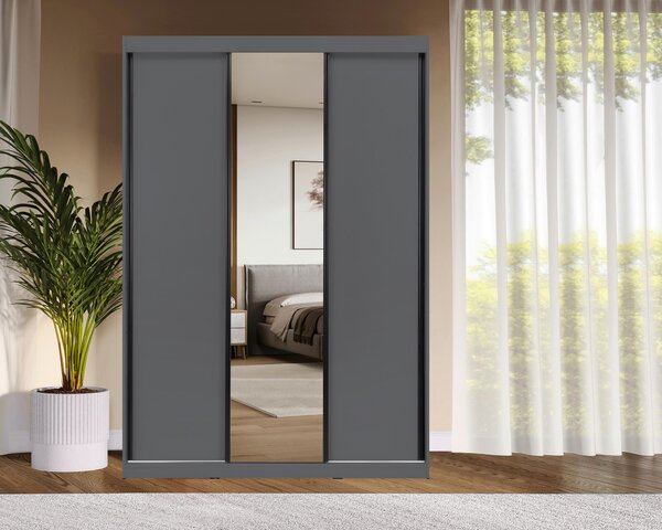 SKRIŇA S POSUVNÝMI DVERAMI, grafitová, 150/215/59,5 cm P & B - Skrine, Online Only