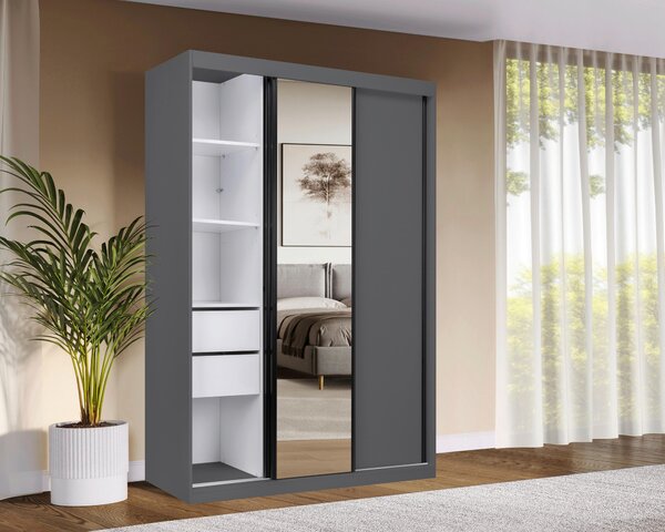 SKRIŇA S POSUVNÝMI DVERAMI, grafitová, 150/215/59,5 cm P & B - Skrine, Online Only