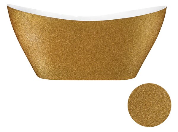 Besco Voľne stojaca vaňa z liateho mramoru Viya Glam 160x70 (170x71) BESCO-Rozmery: 158x70,5, BESCO-Farba: Biela/grafit