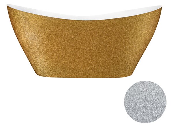 Besco Voľne stojaca vaňa z liateho mramoru Viya Glam 160x70 (170x71) BESCO-Rozmery: 158x70,5, BESCO-Farba: Biela/grafit