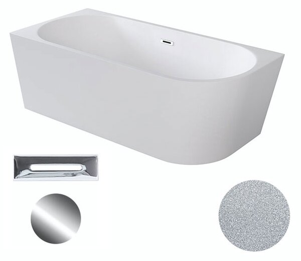 Besco Akrylátová voľne stojaca rohová vaňa Zoya Glam S 150x75 (170x80) biela/strieborná