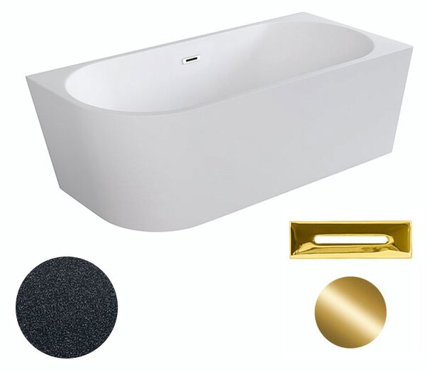 Besco Akrylátová voľne stojaca rohová vaňa Zoya Glam G 150x75 (170x80) biela/grafit