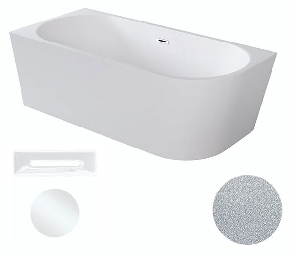 Besco Akrylátová voľne stojaca rohová vaňa Zoya Glam S 150x75 (170x80) biela/strieborná
