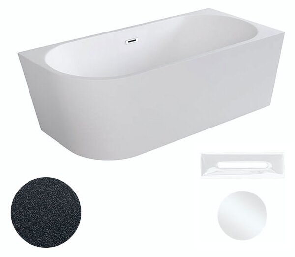 Besco Akrylátová voľne stojaca rohová vaňa Zoya Glam G 150x75 (170x80) biela/grafit