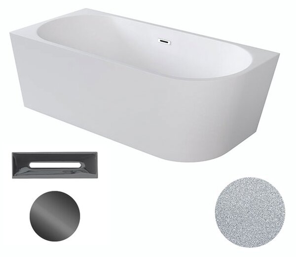 Besco Akrylátová voľne stojaca rohová vaňa Zoya Glam S 150x75 (170x80) biela/strieborná