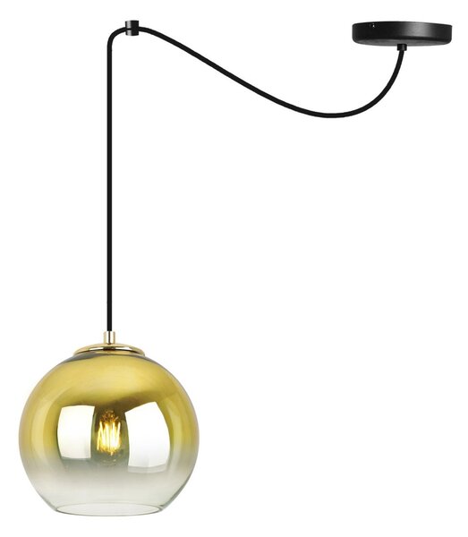 Závesné svietidlo Bergen Gold Spider, 1x zlaté/transparentné sklenené tienidlo (fi 20cm)