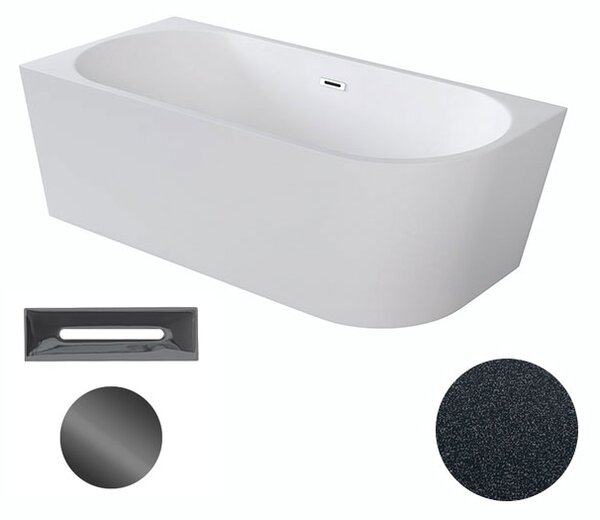 Besco Akrylátová voľne stojaca rohová vaňa Zoya Glam G 150x75 (170x80) biela/grafit