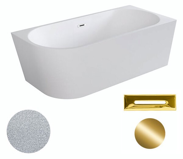 Besco Akrylátová voľne stojaca rohová vaňa Zoya Glam S 150x75 (170x80) biela/strieborná