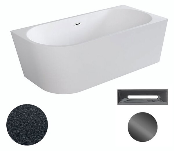 Besco Akrylátová voľne stojaca rohová vaňa Zoya Glam G 150x75 (170x80) biela/grafit