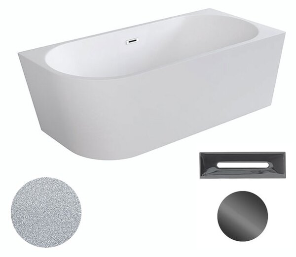 Besco Akrylátová voľne stojaca rohová vaňa Zoya Glam S 150x75 (170x80) biela/strieborná