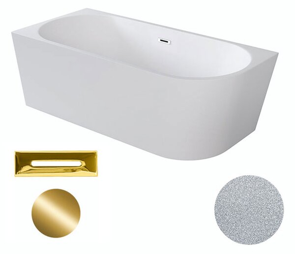 Besco Akrylátová voľne stojaca rohová vaňa Zoya Glam S 150x75 (170x80) biela/strieborná