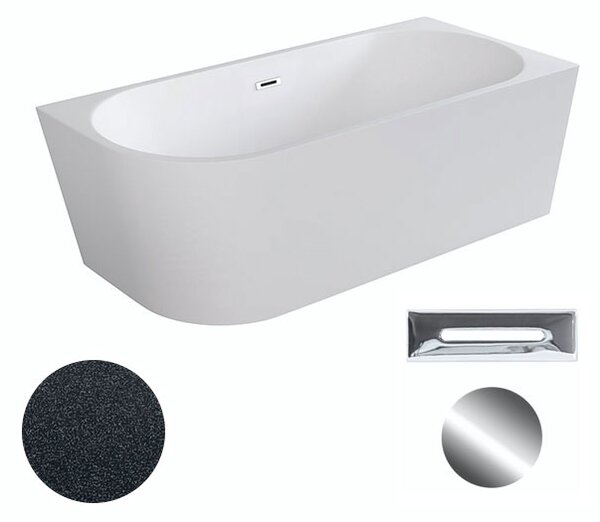 Besco Akrylátová voľne stojaca rohová vaňa Zoya Glam G 150x75 (170x80) biela/grafit