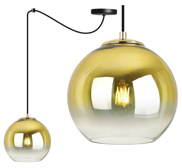 Závesné svietidlo Bergen Gold Spider, 1x zlaté/transparentné sklenené tienidlo (fi 20cm)