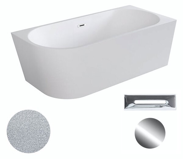 Besco Akrylátová voľne stojaca rohová vaňa Zoya Glam S 150x75 (170x80) biela/strieborná