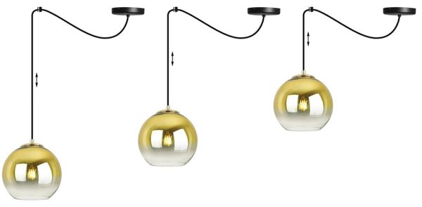 Závesné svietidlo Bergen Gold Spider, 1x zlaté/transparentné sklenené tienidlo (fi 20cm)