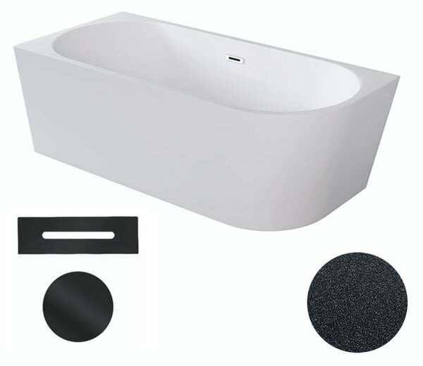 Besco Akrylátová voľne stojaca rohová vaňa Zoya Glam G 150x75 (170x80) biela/grafit