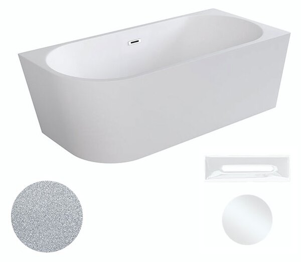 Besco Akrylátová voľne stojaca rohová vaňa Zoya Glam S 150x75 (170x80) biela/strieborná