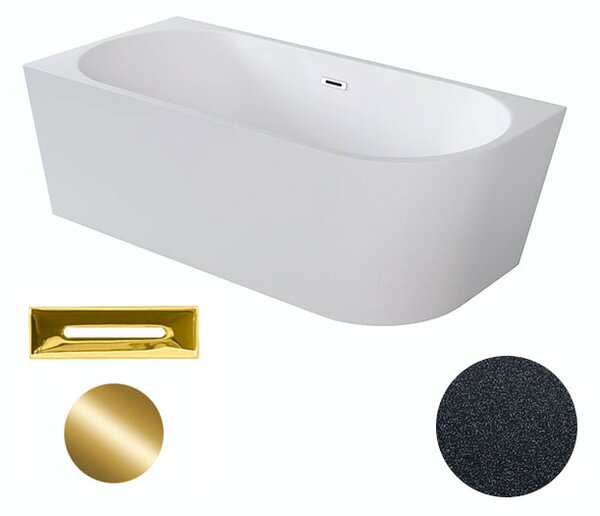 Besco Akrylátová voľne stojaca rohová vaňa Zoya Glam G 150x75 (170x80) biela/grafit