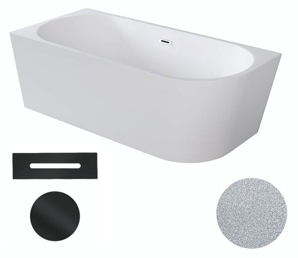 Besco Akrylátová voľne stojaca rohová vaňa Zoya Glam S 150x75 (170x80) biela/strieborná