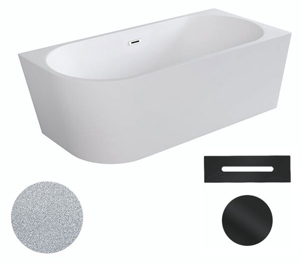 Besco Akrylátová voľne stojaca rohová vaňa Zoya Glam S 150x75 (170x80) biela/strieborná