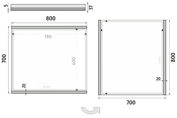 Nimco LED zrkadlo 800x700 - ZP 12003