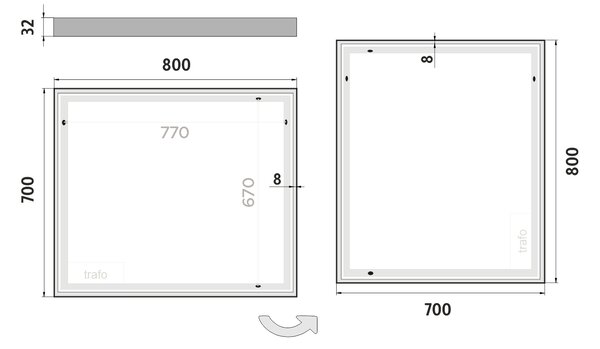 Nimco LED zrkadlo 800x700 - ZP 13003