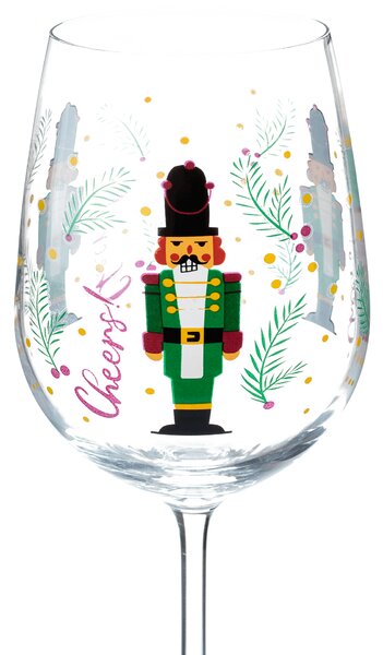 TEMPO-KONDELA TIPSY TRIO, poháre na víno, set 3 ks, 450 ml, číre so zimným motívom