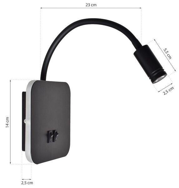 Nástenné LED svietidlo Base1, 1x LED 8+2w, 4000k, b, vypínač