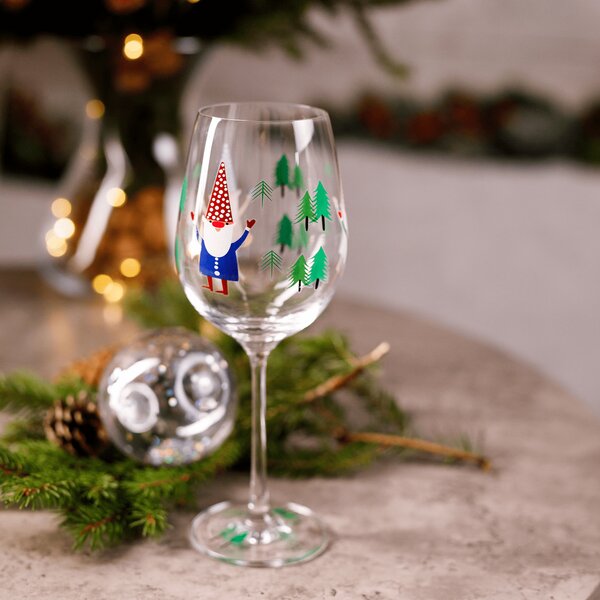 TEMPO-KONDELA TIPSY TRIO, poháre na víno, set 3 ks, 450 ml, číre so zimným motívom