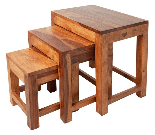 Set odkladacích stolíkov Freddo 45 cm sheesham 3 ks