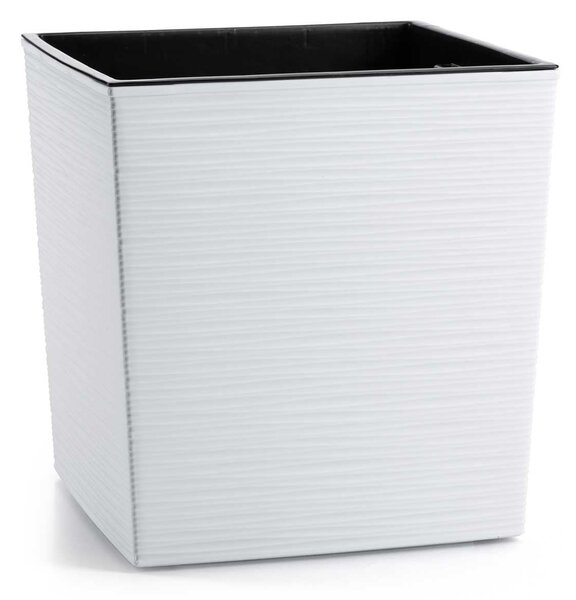 PLASTOVÝ KVETINÁČ FLORE RIFLO SADA 2KS 30X30 CM+25X25 CM BIELA