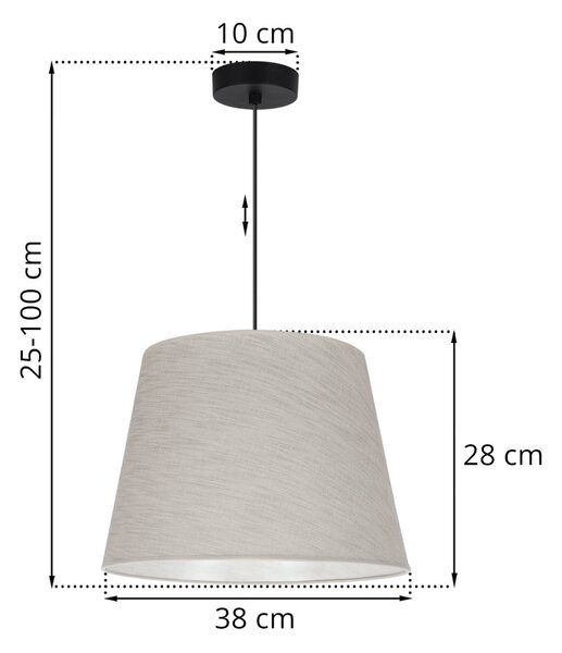 Závesné svietidlo Len, 1x svetlobéžové textilné tienidlo, (fi 38 cm), b
