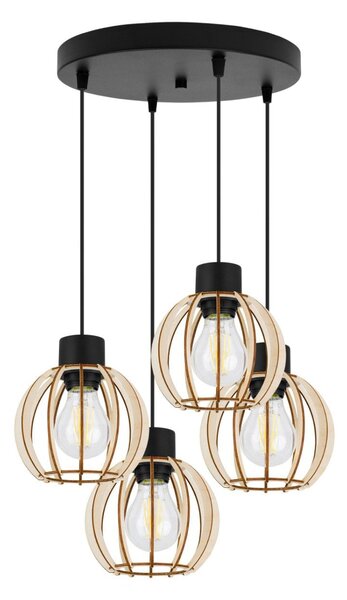 Závesné svietidlo Timber 8, 4x drevené tienidlo, o