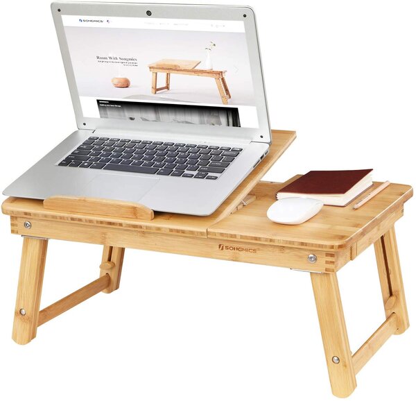 SONGMICS Bambusová podložka pod notebook prírodná 63x35 cm
