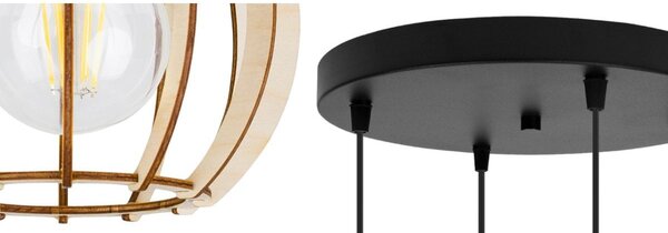Závesné svietidlo Timber 8, 4x drevené tienidlo, o
